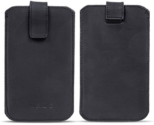 na-commerce NAmobile Universal Smartphone Cover 4.0-6.4 Zoll Schutz Tasche Hülle Case Schutzhülle Schutztasche Handyhülle Etui Leder schwarz, Größe:Für 6.0-6.4 Zoll