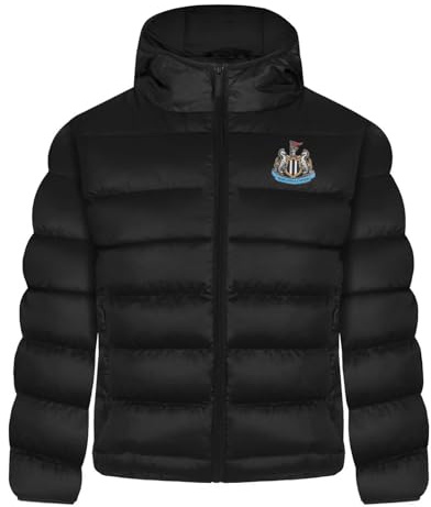 Newcastle United Boys Jacket Hooded Winter Quilted Kids Official Football