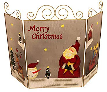 Garden Market Place Large Decorative Merry Christmas Metal Fire Guard With Father Christmas - NOW REDUCED!!