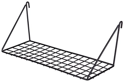 Gerade, flache Display Regal für Wand-Grid Panel, Draht zum Aufhängen Organizer Rack Bin Aufbewahrung Grid montieren, 30 cm Breite x 10,9 cm Tiefe, schwarz schwarz