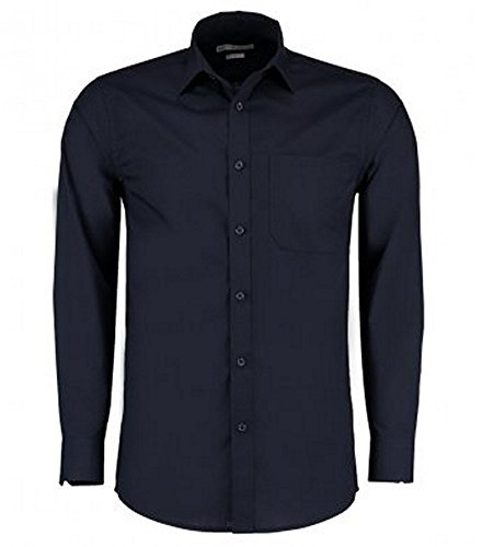 Kustom Kit Mens Long Sleeve Tailored Poplin Shirt (16.5) (Dark Navy)
