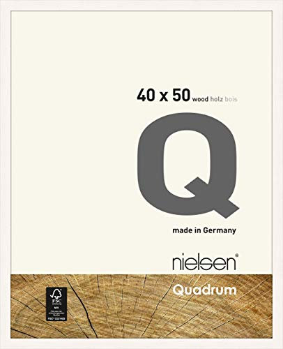 nielsen Bilderrahmen, 40 x 50 cm, Holz, Reinweiß, Posterrahmen zum Aufhängen im Hoch- & Querformat, Echtglas, Quadrum