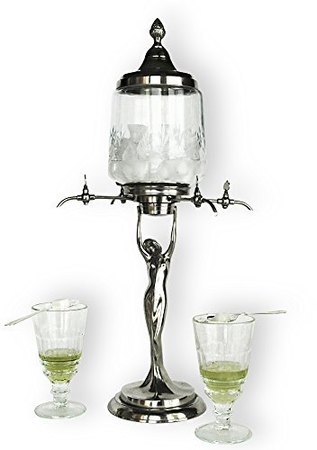 Metall-Absinthbrunnen im Lady-Stil mit Vier Metallhähnen - Exakte Reproduktion des bekanntesten Absinthbrunnen-Stils