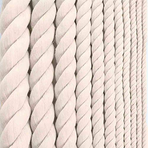 GOLBERG G GOLBERG Corde Torsadée 100% Coton Naturel 5/32, 3/16, 7/32, 1/4, 5/16, 3/8, 1/2, 5/8, 3/4, 1, 1 1/ 4, 1 1/2 pouces - macramé artisanat - plusieurs longueurs 1/2 pouces x 25 pieds