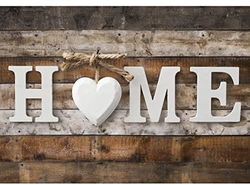 Runa Art Fototapete Home Herz Holz 352 x 250 cm Vlies Tapeten XXL Moderne Wandtapete Wohnzimmer Schlafzimmer Schwarz 9385011b