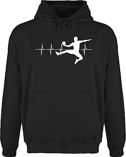 Hoodie Pullover Männer - EM 2026 Trikot Ersatz - Handball Herzschlag für Herren - 4XL - Schwarz - handball+pullover langer arm handballer pulli geschenk hanball hoddis halbball hoody handball.