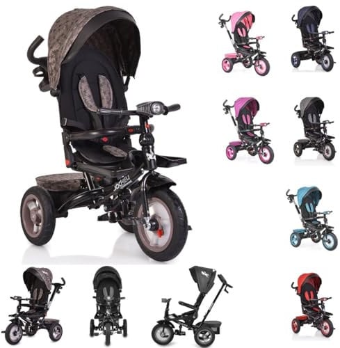 Byox Tricycle, Dreirad Jockey Gummireifen Musik Sitz drehbar Schubstange verstellbar, Farbe:beige