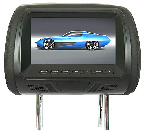 Gemini _ Mall Universel 7 Voiture Appui-Tête Moniteur Siège Arrière Divertissement Lecteur multimédia pour Lecteur DVD et Jeux Vidéo, SD, USB Noir