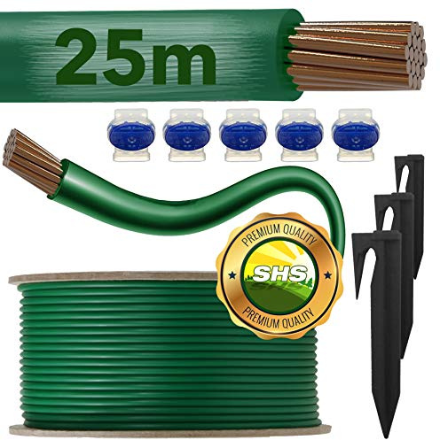 25m Begrenzungskabel + 25 Erdspieße + 5 Kabelverbinder für Mähroboter Universal Rasenmäher Rasenroboter Zubehör Set Begrenzungsdraht für Suchkabel Ø2,7mm