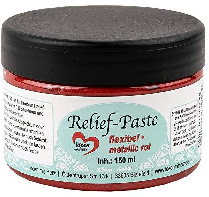 Ideen mit Herz Relief-Paste | flexibel | 150ml (metallic rot)
