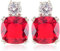 [RIZILIA KLASSISCH] Gestochen Ohrstecker Ohrringe mit Kissenschliff Edelstein Zirkonia CZ [Rot Rubin] in 18K Weiß Gold Vergoldet, Einfache Moderne Eleganz