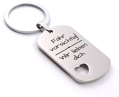 Mama Geschenke I Schlüsselanhänger mit Spruch I Geschenk für Mama von Tochter Sohn I Geburtstagsgeschenk für Mama (Fahr vorsichtig! Wir lieben Dich)
