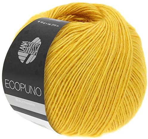 LANA GROSSA Ecopuno | Edle Netzgarnstruktur aus Baumwolle gefüllt mit Merino/Alpaka | Handstrickgarn aus 17% Schurwolle & 11% Alpaka Wolle | 50g Wolle zum Stricken & Häkeln | 215m Garn FB 52