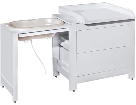 ATB Wickelkommode mit Baby Badewanne - Wickelaufsatz und Babywanne für Neugeborene - Faltbar Babybadewanne mit Gestell - Mobile Badewanne mit Wickeltisch Klappbar - Baby Changing Table