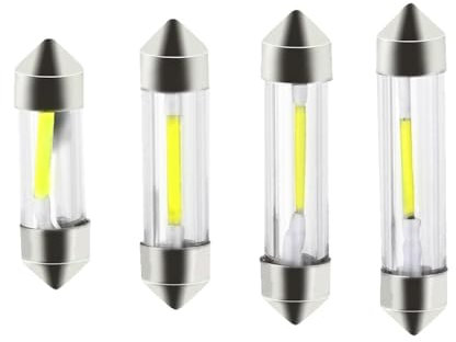 Riloer Car LED Bulb Cob Filament 12v Festoon Dome Glass License Plate,number plate bulb,Interior Car Bulbs,LED Reading Light in Car, Double Pointed Shape Double Sided, License Plate Light(31mm)
