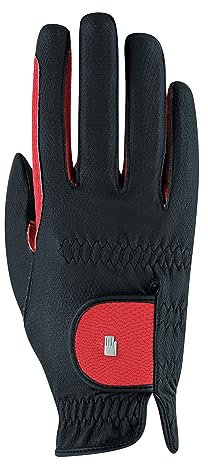 Roeckl Sports Reithandschuh Malta, Turnier Sommer Handschuh, Schwarz/Rot 6.5