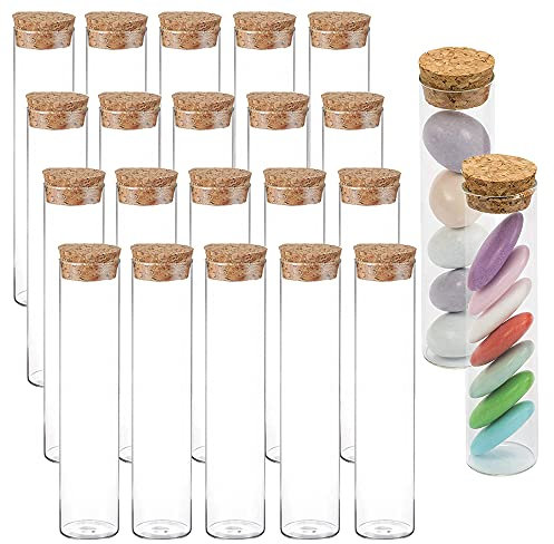 20 Stück Mini Glasflaschen Gläser, Reagenzglas Mit Korken, Transparente Kleine Wunschflaschen, Reagenzgläser Glasflaschen, Mini Glasflaschen Mit Korken, 30Ml, Für Süßigkeiten, Gewürze, Perlen