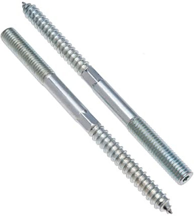M10x100mm Stockschrauben, Doppelseitige Dübelschrauben, Holzschrauben, Dübelbefestigung, Verzinkter Kopfloser Befestiger Mit Sechskant-Bit, Metrische Bolzen und Holzschraube mit Lag-Gewinde (10 Stück)