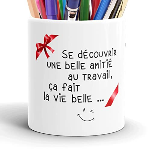 Pot à Crayons Humour Collègue Amitié Idée Cadeau Original Message Drôle Stylo pour Départ en Retraite Mutation Travail Pot pour Ami Homme Femme Noël Anniversaire Fête. Souriez au Bureau