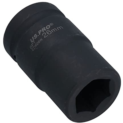 1 Drive 26mm Deep MM Impact Impacted Socket 6 Sided Single Hex