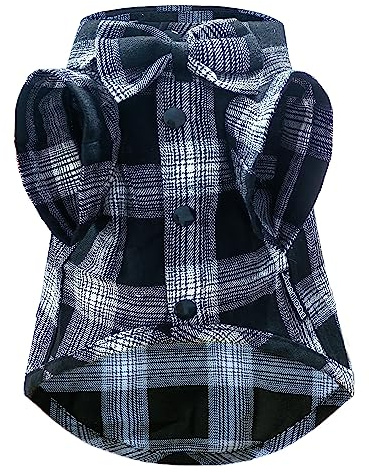 Chemise à carreaux douce et décontractée pour chien, chemise occidentale douce pour chien, chemise en coton avec nœud papillon pour mariage, costumes de Noël (taille L, blanc et noir)