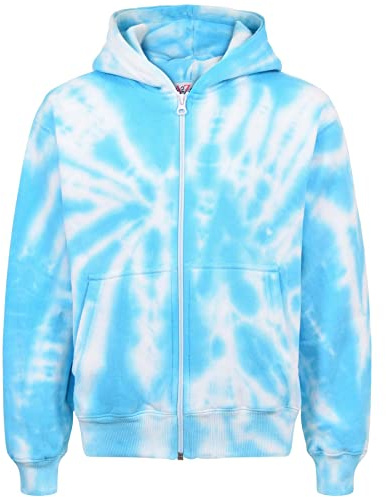 A2Z 4 Kids Girls Boys Classic Plain Tie Dye Print Full Zip Up Hooded Zipper Top Jacket Warm Zipped Coat Long Sleeve PE School Sweat Hoodie Casual Fashion Children Unisex Size 2-13 Years