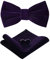 HOULIFE Fliege Herren Set - Verstellbare Fliege aus Samt Vorgebunden Fliege, einfarbige Einstecktuch, Manschettenknöpfe Set für Bräutigam Hochzeit formal mit Geschenkbox - Violett