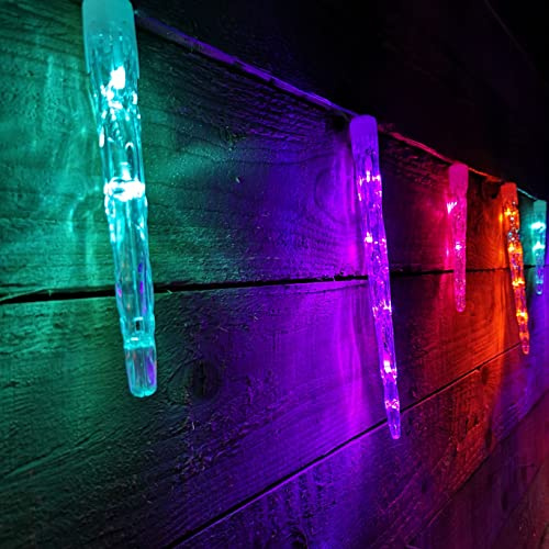 Premier 72 LED 6.9m 24 Indoor Outdoor Icicle Shape Christmas Chaser Lights in Rainbow