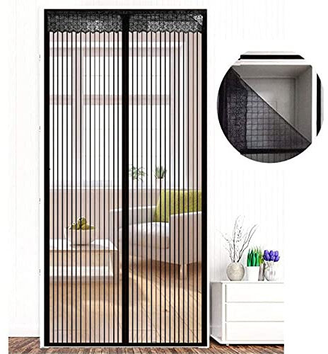 ZHhan Magnetic Insect Door Net Screen Door Bug Keep Insects Out Mosquito Fly Insect Mesh Guard 2 Colour 3 Sizes 8 Day Delivered Easy to Use for Balcony Sliding Doors Living Room(Black,90x200cm)