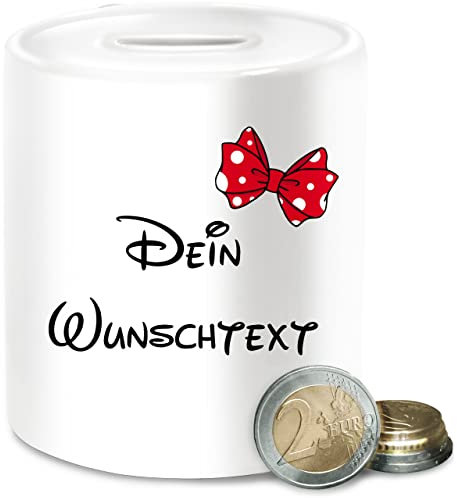Aufdruck selbst gestalten - Spardose Wunschtext Schleife I - Unisize - Weiß - trinkgeldkasse Geschenke für friseure personalisierte Freundin spardosen trinkgeldkaasse kaffeekasse personalisierter