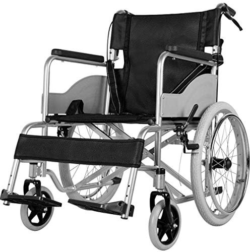 Klappbarer Rollstuhl, leicht, klein, tragbar, Aluminiumlegierung, geeignet für ältere Menschen und Kinder, Schwarz