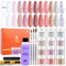 Lavender Violets Acrylic Powder and Liquid Set 12 Colours Clear Nude Pink Glitter Gold Sliver with Monomer Nail Brush Nail Forms for Nail Extension Building 3D Carving Marble Styling Beginner N960A