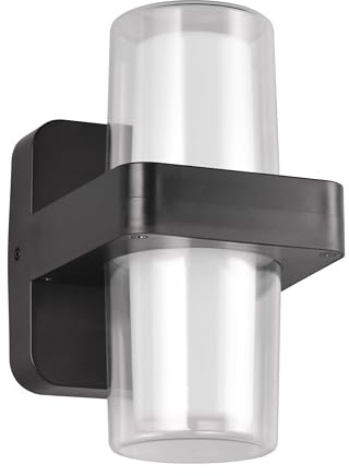 Reality Leuchten LED Außen Wandleuchte Limeira R24266232, Kunststoff Schwarz matt, Kunststoff klar, inkl. 2x 2.5 Watt LED
