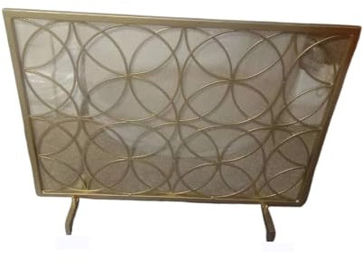 Protectora para Chimenea Guardrail Iron Gold Color Partition, Fireplace Screen, Living Room Fireplace Protective Mesh Screen Salvachispas
