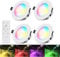 GEYUEYA Home Led Spots 230v 4er Set, Led 230v 9W RGBCW WLAN/Bluetooth Einbaustrahler Kit mit Fernbedienung, Spots Deckenleuchte, Deckenspots für Küche Wohnzimmer Schlafzimmer（Weißes Gehäuse）