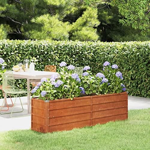 NITCA Hochbeete Für Garten Rostig Hochbeet Cortenstahl 160 x 40 x 45 cm Kräuterhochbeet Blumenkästen Balkon Gartenbeet Gemüsebeet Pflanzenbeet Pflanzkübel Groß Außen Pflanzgefäß