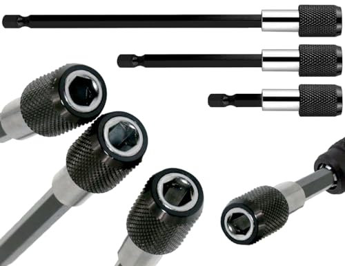 Lhbwhiz Confezione da 3 portapunte a cambio rapido,prolunga con codolo esagonale da 1/4,adattatore per chiave a bussola,supporto per mandrino per trapano con codolo esagonale(60/100/150 mm)