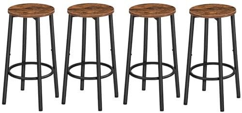 HOOBRO Barhocker, 4er-Set, Barstühle, Küchenstühle mit Metallrahmen, für Küche, Bar, Café, Esszimmer, Rustikales Braun und Schwarz EBF03BYP401