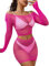 Buitifo Lingerie pour Femme Maille Mini Robe Sexy Nuisette Babydoll de pêche Corset sous-Vêtement(Rose Rouge,Taille Unique)