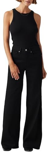 Levi's Jeans da Donna 318 Shaping Wide Leg, Soft Black, 32W / 32L