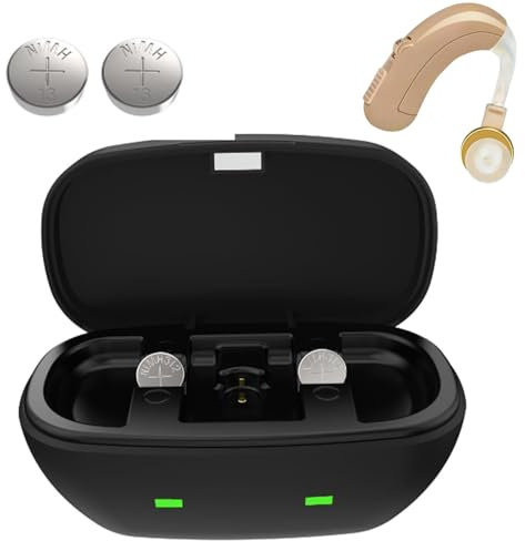 CYTGOUPER Boîtier de piles bouton avec 2 piles rechargeables 312 boutons, chargeur USB pour aide auditive, chargeur de piles pour amplificateur auditif de cycle 155 mah