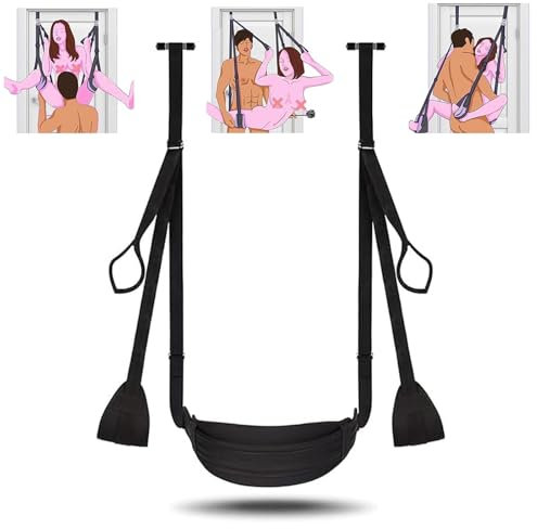 Door Sex Swing Love Slings with Widen Seat Cushion, BDSM Door Hanging Bondage Set Handcuffs Leg Restraints Spreader Adult Toys, Straps Adjustable Max Load 300lbs, Couples Travel Gifts