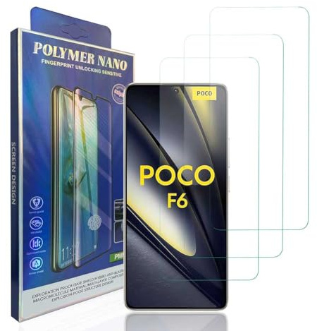 HACIEN Protector de Pantalla para Xiaomi Poco F6, 9H Dureza Cristal Templado móviles película blindada HD película protectora 3 Piezas