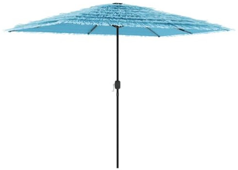 vidaXL Sonnenschirm, Gartenschirm mit Stahlmast, Marktschirm Strandschirm Kurbelmechanismus, Schirm für Garten Balkon Terrasse, Blau