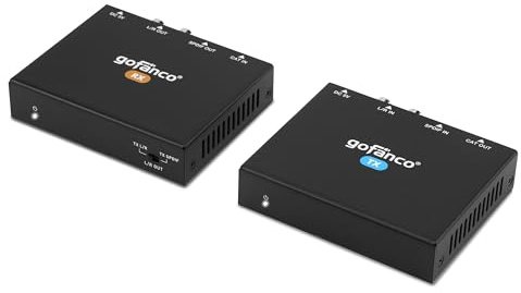 gofanco Audio Over Ethernet CAT5e/6 – Zero Latency, Embedded DAC, Ultra-Low Jittery, High-Fidelity, Toslink & L/R Analog, 984ft, Dual PoC, LPCM, Dolby Digital 5.1, PCM 2.0, 192KHz (AudioCATExt22)