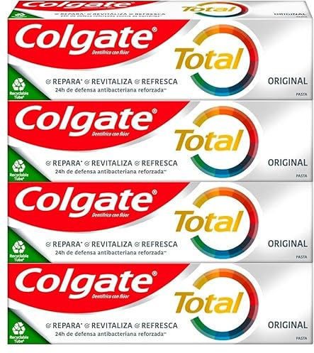 Colgate Total 75ml Toothpaste 4-Pack| Original Flavor for Oral Hygiene| Provides Comprehensive Protection Against Cavities, Plaque, and Gum Problems| Whitening Benefits and Fresh Breath Formula