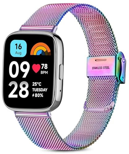 Issinlky Correa de metal para Xiaomi Redmi Watch 3 Active, Correa de acero inoxidable para Xiaomi Redmi Watch 3 Active Smart Watch