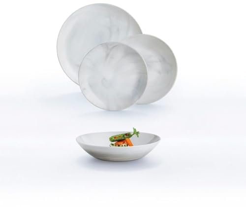 Luminarc Diwali Granit Marb Vajilla Opal 18 Piezas - 6 Personas Opal Apto Microondas Apto Frigorífico Apilable