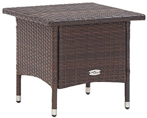 ShGaxin Teetisch, Balkontisch, Beistelltisch Outdoor, Balkon Tisch, Gartentisch Klein, Tisch Klein, Gartenmöbel, Terrassen Tisch, Braun 50 x 50 x 47 cm Poly Rattan