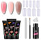 3 color Poly Gel Nail Kit,15ml Fingernail Extension Set For Beginners,Poly Extension Gel Nail Starter Kit,3 color Builder Extens-ionNailsKits,All In One PolyGel Set With Fingernail Clips Art